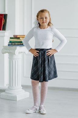 Футболка с длинным рукавом детская из кулирки с лайкрой Снежинка белый - Амадэль фото 9