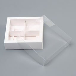 Цена за 2 шт. Коробка для 4 конфет, белая с прозрачной крышкой, 12.5×12.5×3.5 см