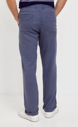 Брюки лен F111-0851 d.grey