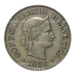 Монета 10 раппенов 1931 года Швейцария