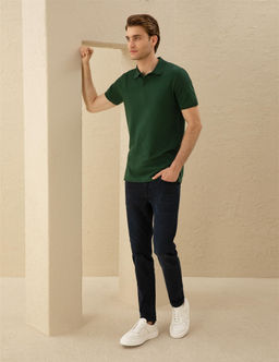 Koyu Ye_il Slim Fit Basic Ti__rt