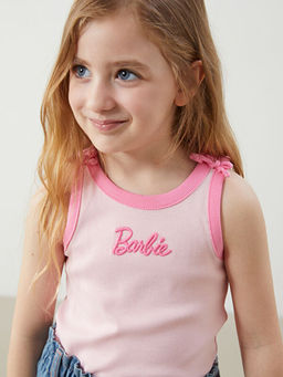 Bisiklet Yaka Barbie Bask?l? K?z ?ocuk Atlet