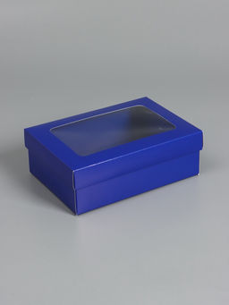 Цена за 5 шт. Коробка складная «Синяя», с окном, крышка-дно, 21×15×7 см
