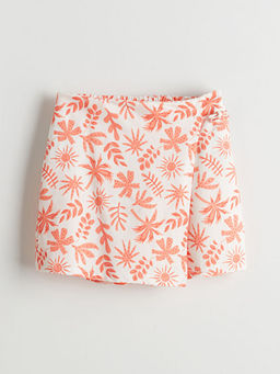 Beli Lastikli ?i?ekli K?z ?ocuk ?ort Etek