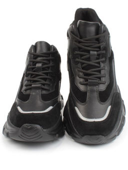 05-P99-1Z BLACK Кроссовки женские зимние (натуральная и искусственная кожа, шерсть)