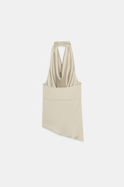 ASYMMETRIC SATIN HALTER TOP - Zara фото 8