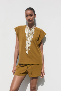 DROP SHOULDER TEXTURED T-SHIRT - Zara фото 9