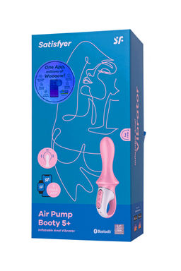 Нереалистичный вибратор Satisfyer Air Pump Booty 5, силикон, розовый, 15 см.  фото 2