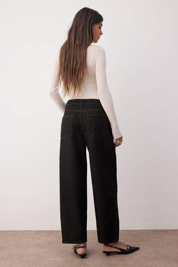 Siyah Orta Bel Dikis Detayl? Baggy Genis Kal?p Jeans TWOAW26JE00121 - Trendyolmilla фото 4