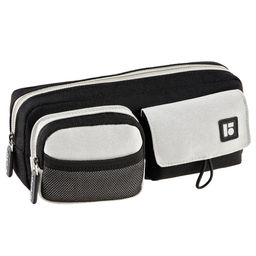 Пенал мягкий 1 отд. Berlingo "Gray pocket duo", 210*80*40 (BR-PM-150602) 2 кармана, полиэстер