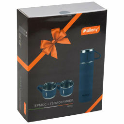 Набор: термос + ТЕРМОкружки FESTA, 0,5 л (3 кружки), синий арт.106055 - Mallony фото 5