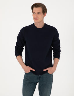 Lacivert 3 _plik Regular Fit __i Polarl_ Bisiklet Yaka Basic Sweatshirt