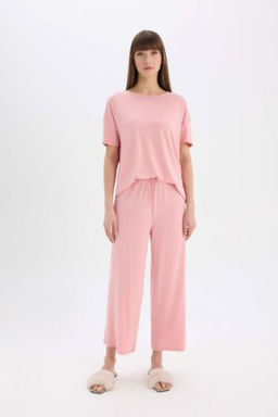 Fall in Love Sevgililer Gunu Pijama Tak?m? K?sa Kollu Ust Esnek Belli Genis Paca Alt