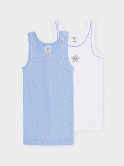 К 1181-2уп/белый,небесно-голубой,звездочки набор майка для дев