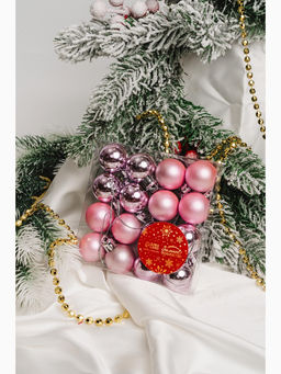 Цена за 2 шт. Ёлочные игрушки Зефир, шары новогодние, набор 16 шт., d=3 см, розовый - Зимнее волшебство фото 4