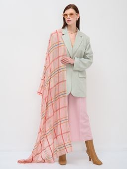 лен с хлопком Большой, красивый двусторонний палантин с необычной выработкой по всему полотну изделия - Tantino фото 2