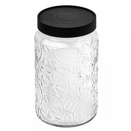 Банка стеклянная прижимная крышка Цитрус 1,75л, д12см h20см, пластмассовая крышка с уплотнителем, д/горла - 9,3см, д/основания - 11см, цветная коробка (Китай)