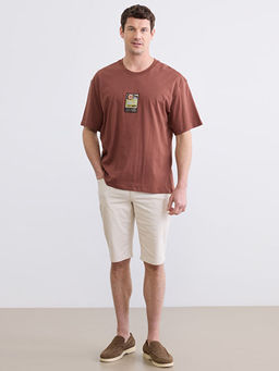 Bisiklet Yaka Bask?l? Penye Erkek Ti??rt