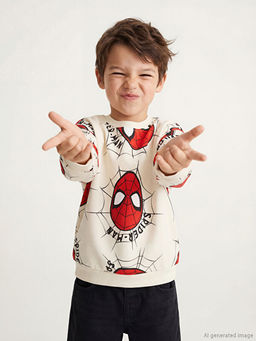 Bisiklet Yaka Spider-Man Bask?l? Erkek ?ocuk Sweatshirt