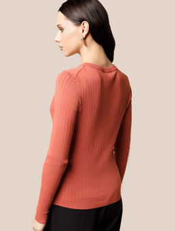 Джемпер Vilatte из вискозы с нейлоном терракотовый  фото 4