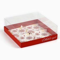 Цена за 5 шт. Коробка для для муссовых пирожных «С Новым годом», 17.5×17.5×6.5 см