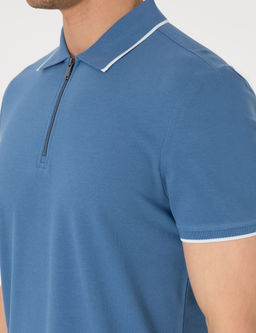 Koyu Mavi Slim Fit Polo Yaka Ti__rt