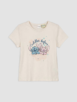 Stitch Bask?l? K?z ?ocuk ?ortlu Pijama Tak?m?