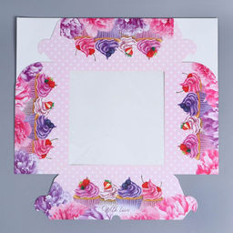 Цена за 5 шт. Коробка для капкейков, кондитерская упаковка с окном, 9 ячеек «Капкейки», 25 х 25 х 10 см