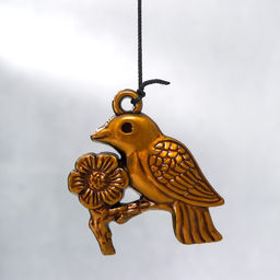 Музыка ветра «Птица на ветке с цветком», металл, 4 трубочки, 55×9.5×9.5 см