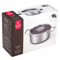 Кастрюля из нержавеющей стали "Сascade" 2л, д18см, h9-13,5см, s0,6мм, дно д16,5см, s2,9мм, стеклянная крышка со стальным ободом и сливом, пароотовод, капсулированное дно, полировка внешняя - матовая, внутренняя - матовая, ручки из нержавеющей стали н