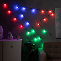 Умная гирлянда Нить 6 м с насадками Калейдоскоп, IP20, тёмная нить, 20 LED, свечение RGB, USB - Luazon lighting фото 5