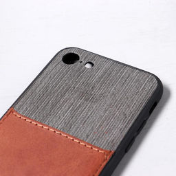 Чехол LuazON для iPhone 7/8/SE (2020), с отсеком под карты, текстиль+кожзам, коричневый - Luazon home фото 3