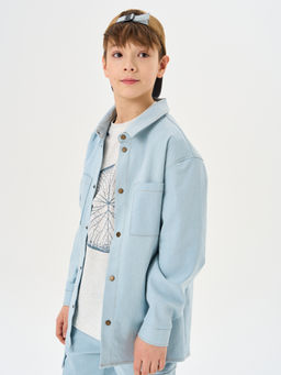 Рубашка джинсовая "Серо-голубой" 7+