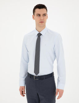 A__k Mavi Slim Fit Uzun Kollu Basic G_mlek