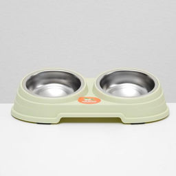 Миска металлическая двойная наклонная на пластиковом основании, 28.5157 см, зелёная - Пижон фото 6