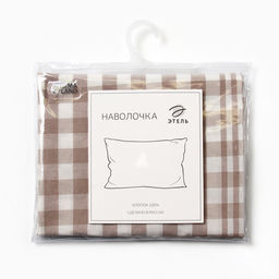 Наволочка «Этель» Beige cage, 50×70 см, жатый хлопок