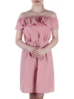 829 PINK Платье хлопковое с поясом Fashion