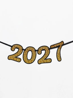 Гирлянда на ленте с блестками «С новым годом 2027» золотая, 450 см