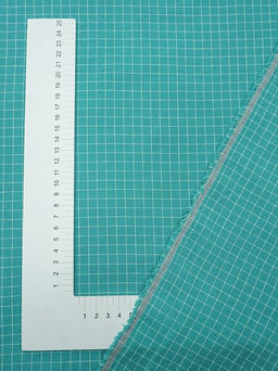 Вареный (стираный) хлопок Белая клетка (0.8*0.8см) на т.мятно-бирюзовом, ш.2.5м, хл-100% - Купава фото 4