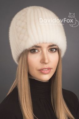 Шапка Сноп норка орнамент жемчуг