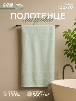 Полотенце махровое Love Life Border, 70×130 см, цвет оливковый, 100% хлопок, 380 г/м²