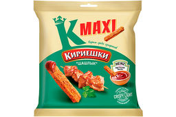 Цена за 5 шт.Кириешки Maxi, сухарики со вкусом Шашлык и с кетчупом Calve, 75 г