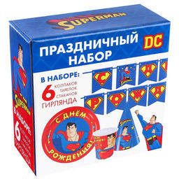Набор бумажной посуды, на 6 персон С Днем Рождения, Супергерои - Simaland фото 2