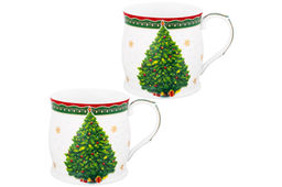 Набор 2 кружек 300 мл 11,5*8,5*8,5 см Новогодняя елка зеленый узор, NEW BONE CHINA - Elan gallery фото 6