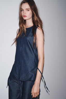 ZW COLLECTION DENIM TIE TOP - Zara фото 10