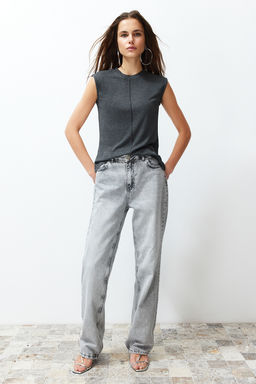 Trendyolmilla Siyah Viskoz/Yumusak Kumas Fitted/Vucuda Oturan Esnek Orme Bluz TWOSS24BZ00432  фото 15