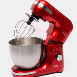 Миксер стационарный "Kelli" 7 режимов скоростей, металлическая чаша: 5л, планетарное вращение, кнопка подъема верхней части корпуса, съемные металлические насадки, надежная фиксация на поверхности, крышка от разбрызгивания, низкий уровень шума, мощно
