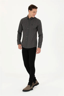 Мужская рубашка антрацитового цвета с длинным рукавом - U.s. polo assn фото 4