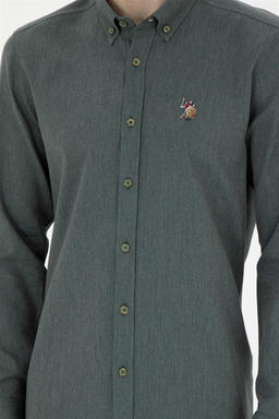 U. S. Polo Assn / Мужская зеленая базовая рубашка с длинным рукавом - U.s. polo assn фото 6