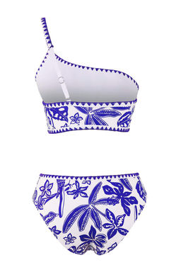 Kahverengi Tropikal Desenli Nak?sl? Tek Omuz Yuksek Bel Bikini Tak?m? TBESS26BT00010 - Trendyolmilla фото 6